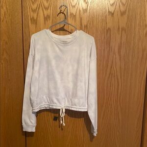 American Eagle Outfitters White and Blue Drawstring Sweater. Size Large.